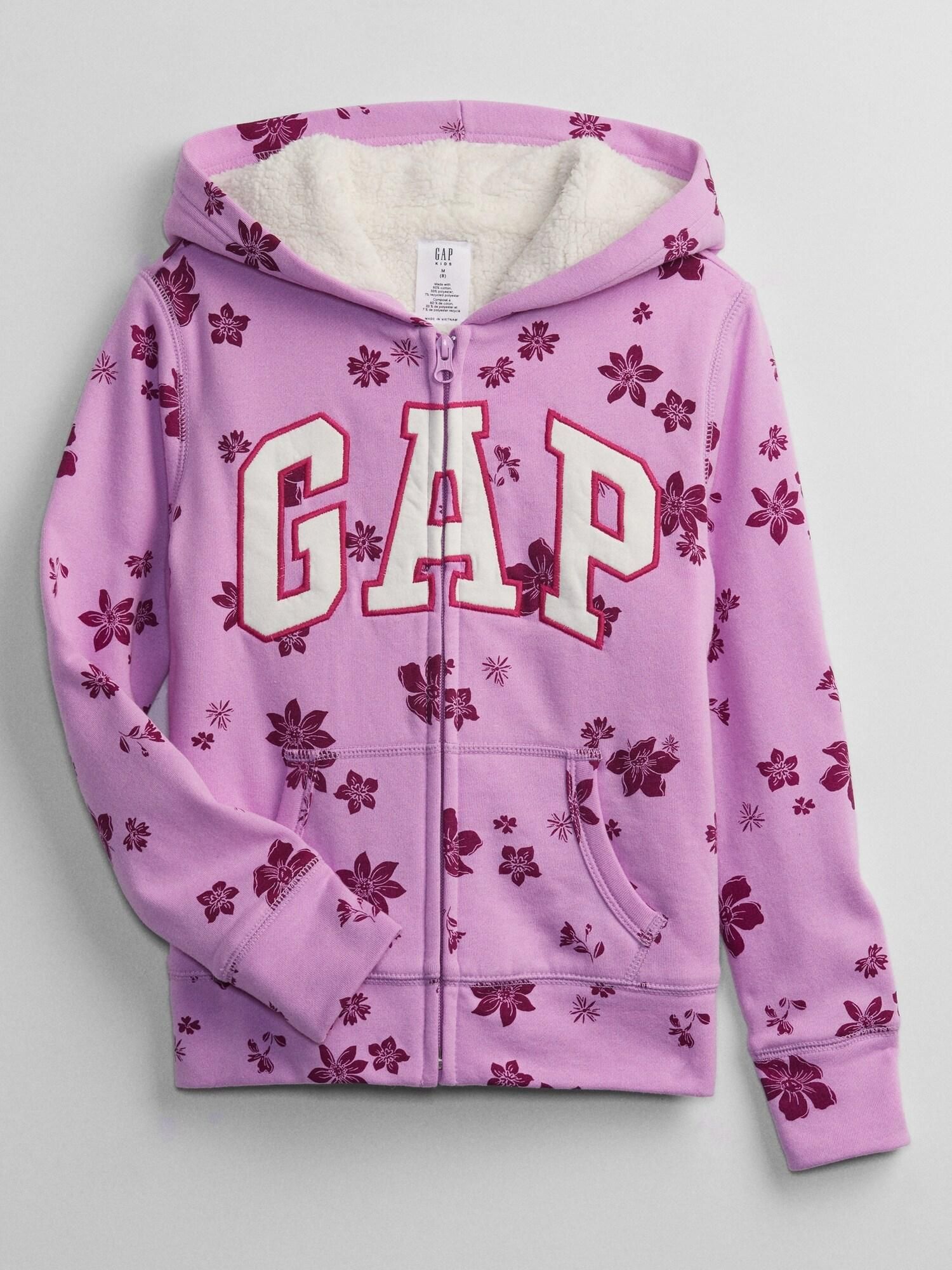 Růžová holčičí mikina květy GAP Logo - 98-110 - obrázek 1