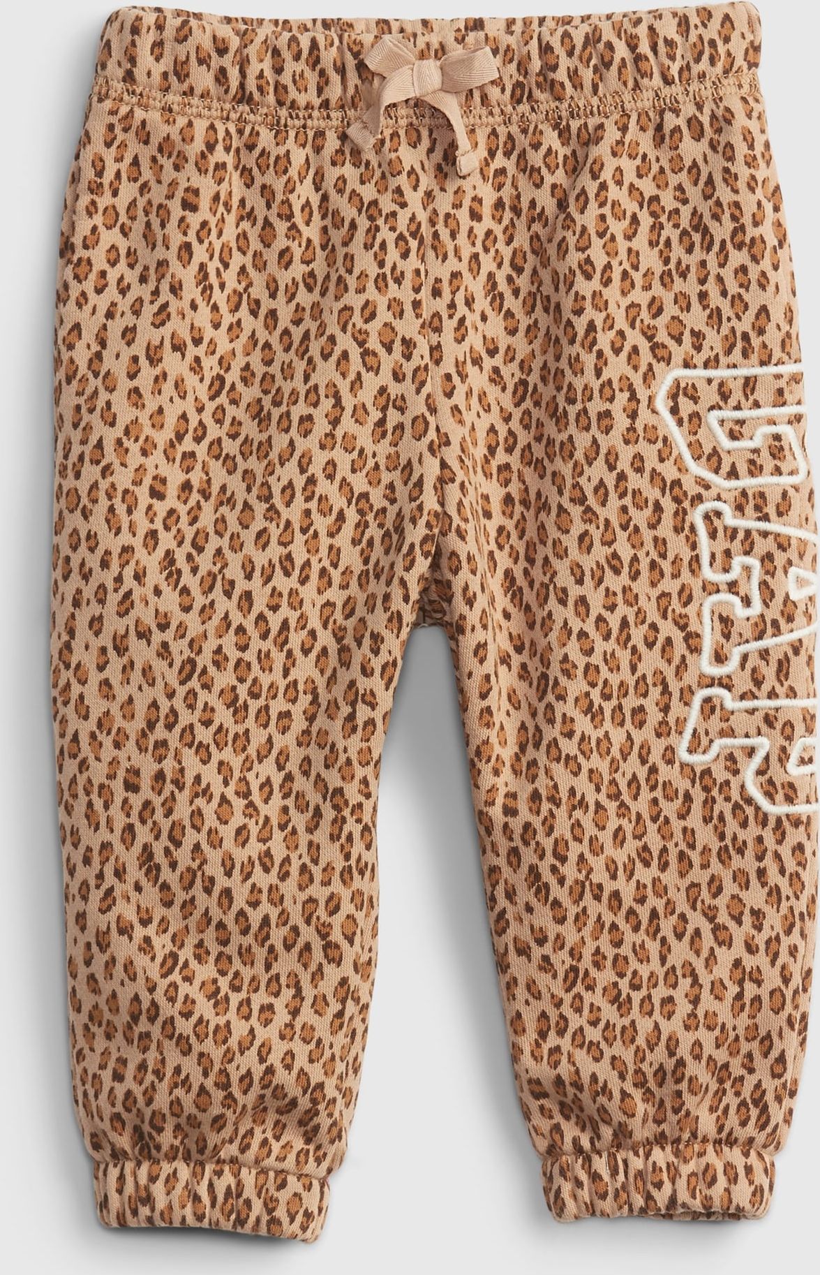 Béžové holčičí tepláky leopard GAP - 68-80 - obrázek 1