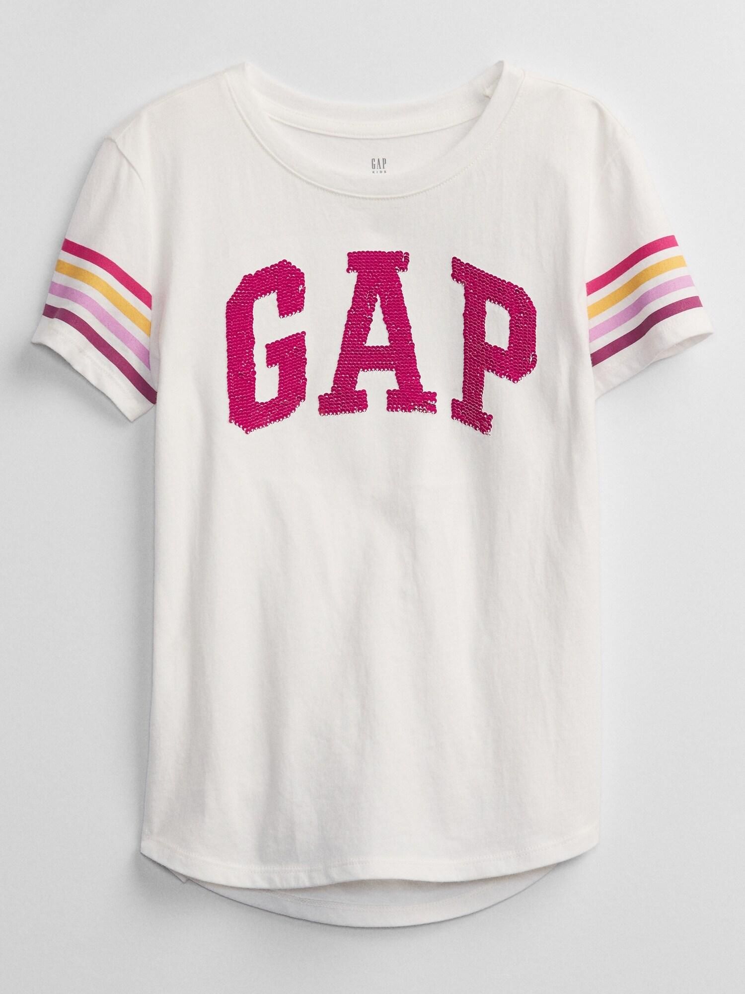 Bílé holčičí tričko s flitry GAP Logo - 98-110 - obrázek 2