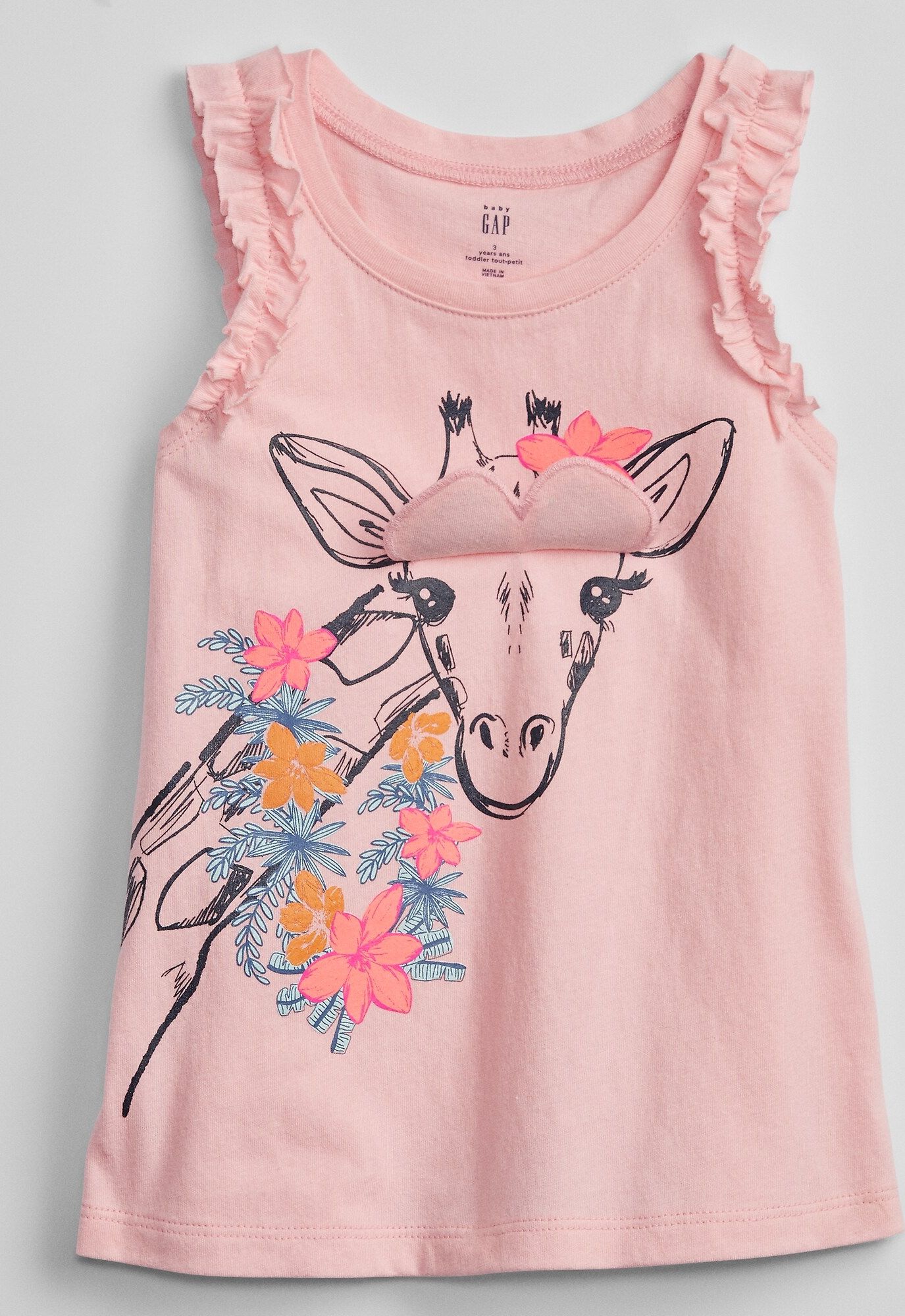 Růžové holčičí dětské tílko ruffle graphic tank GAP - 80-86 - obrázek 2