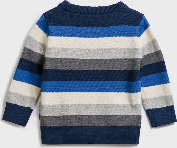 Modrý klučičí dětský svetr GAP Logo stripe crewneck sweater - 92 - obrázek 2