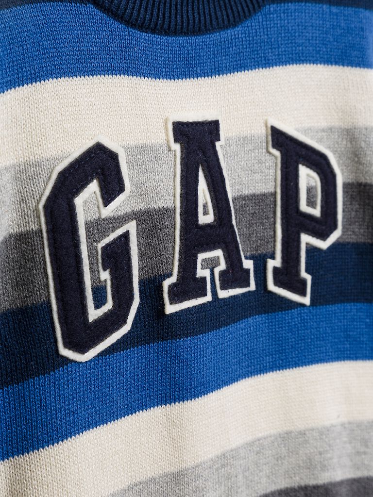 Modrý klučičí dětský svetr GAP Logo stripe crewneck sweater - 92 - obrázek 3