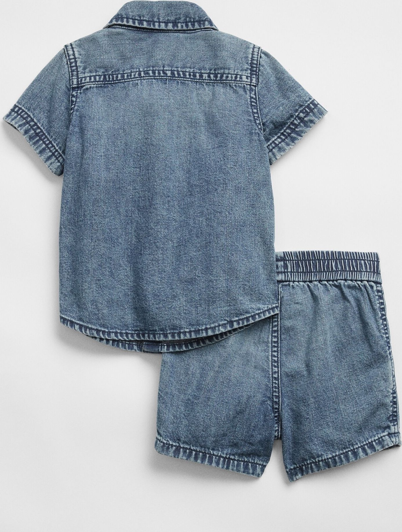 Modrý klučičí baby set top and shorts denim GAP - 50-68 - obrázek 2