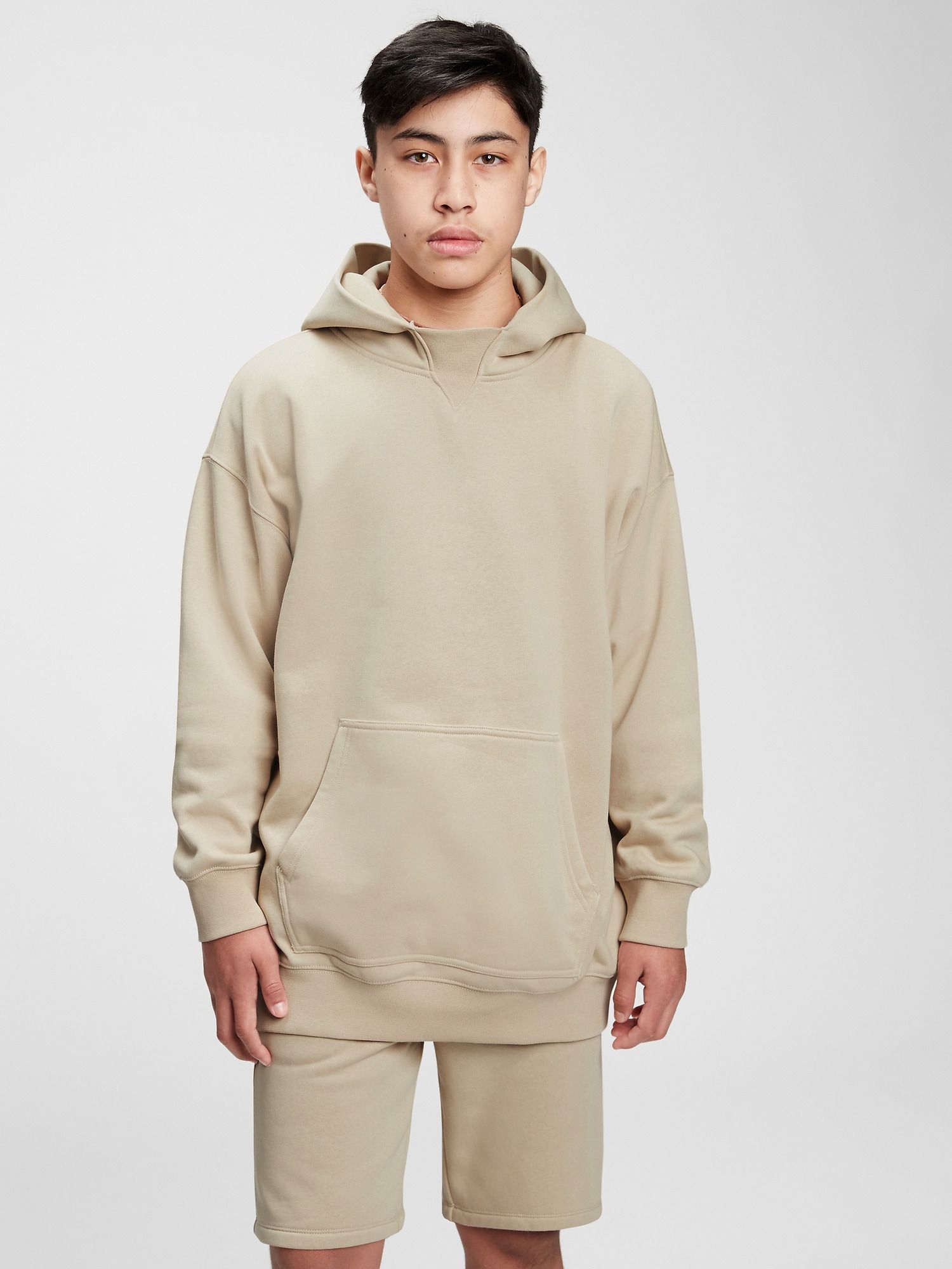 Béžová klučičí dětská mikina hoodie GAP - 128 - obrázek 1