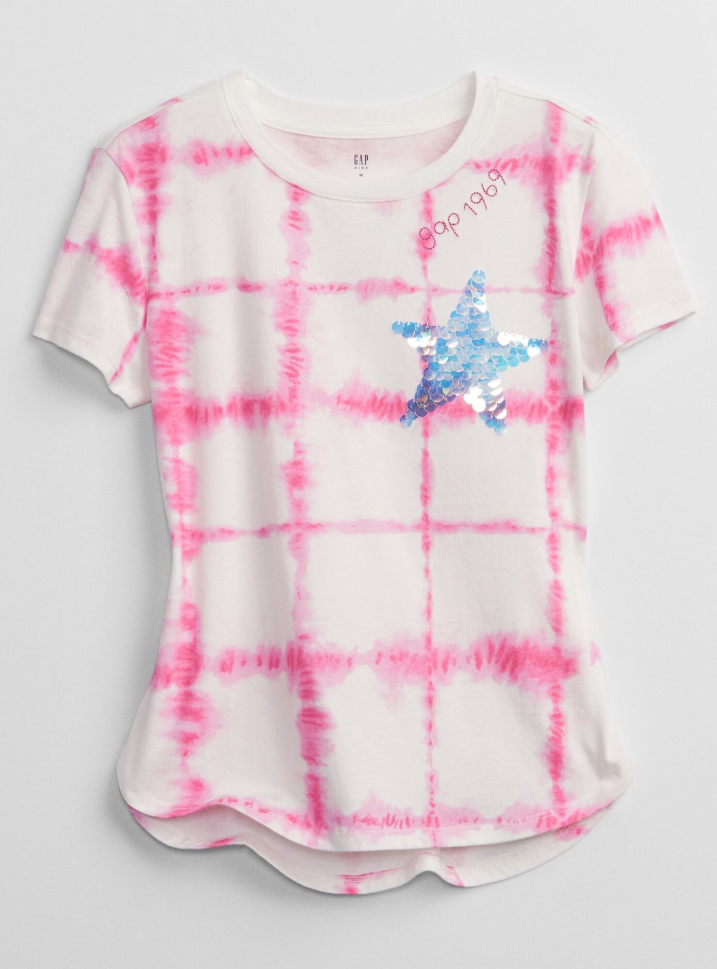 Růžové holčičí dětské tričko tie-dye flippy sequin t-shirt GAP - 98-110 - obrázek 1