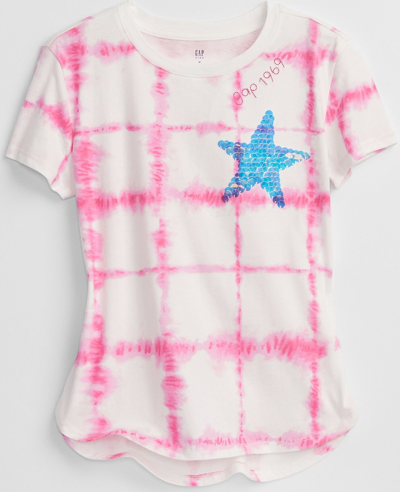 Růžové holčičí dětské tričko tie-dye flippy sequin t-shirt GAP - 98-110 - obrázek 2