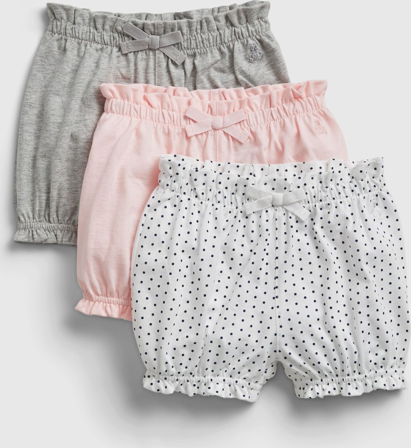Barevné holčičí baby kraťasy organic mix and match pull-on shorts, 3ks - 50-62 - obrázek 1