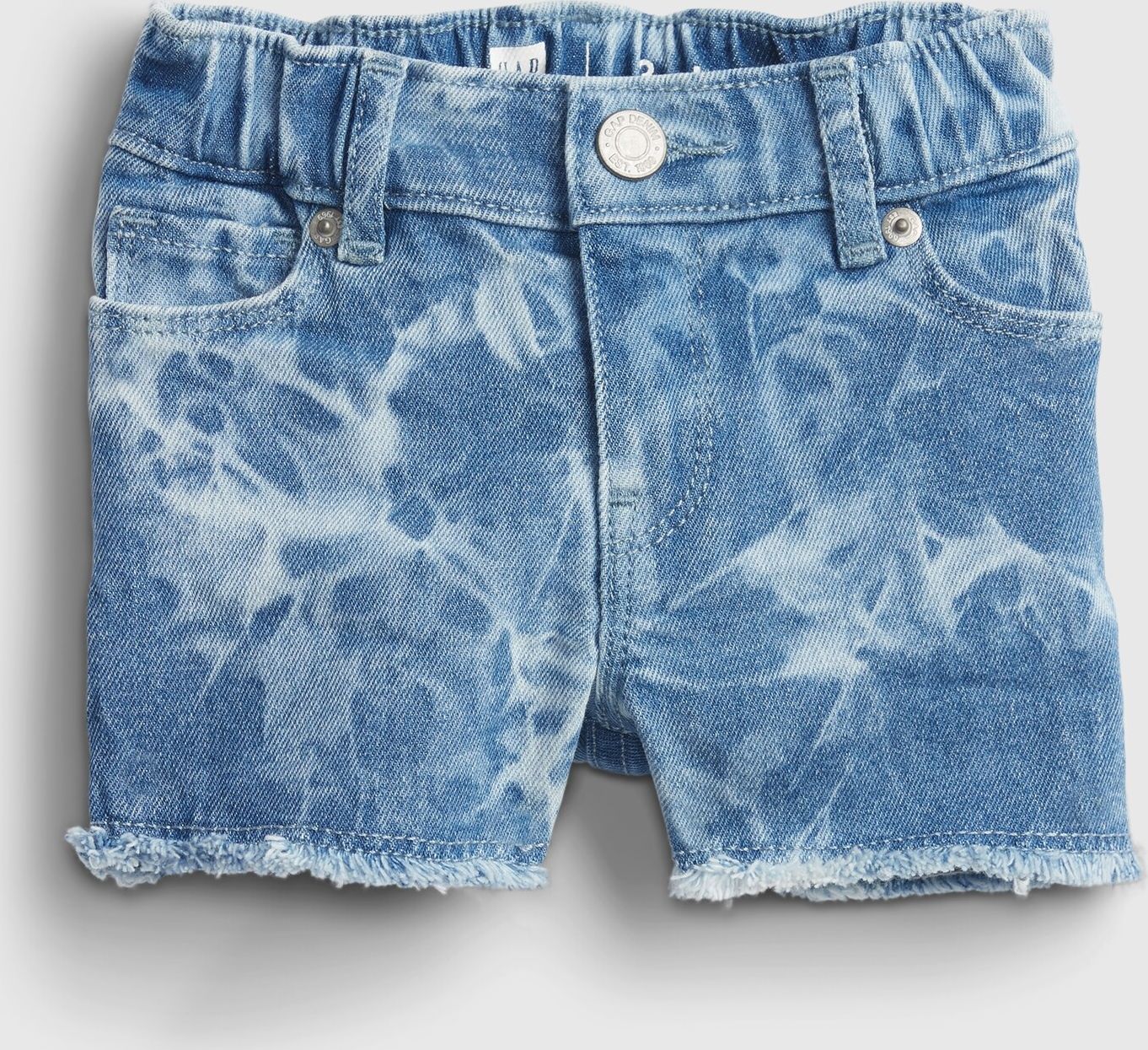 Modré holčičí dětské kraťasy elasticized pull-on tie-dye denim shortie shorts wi - 80-86 - obrázek 1