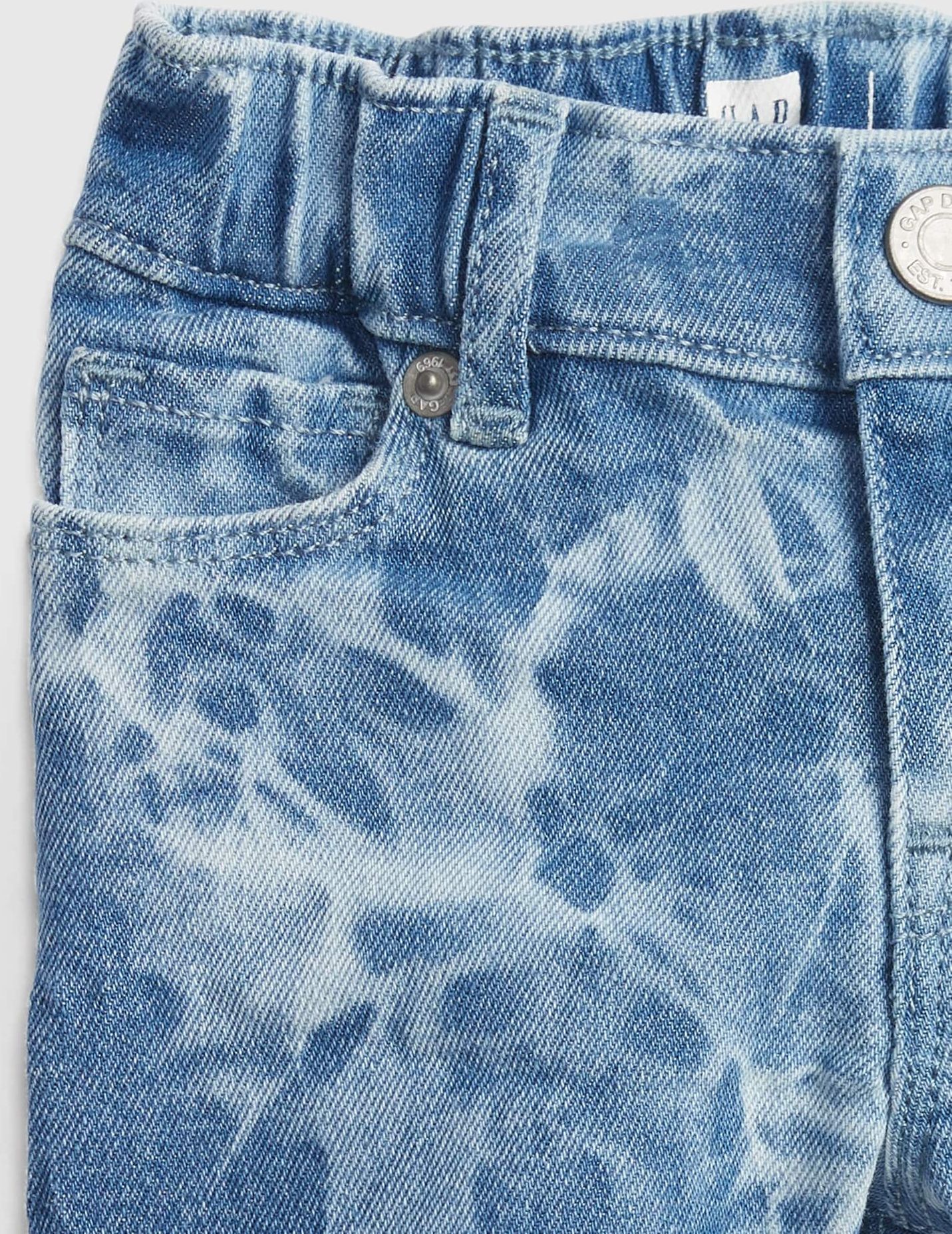 Modré holčičí dětské kraťasy elasticized pull-on tie-dye denim shortie shorts wi - 80-86 - obrázek 3