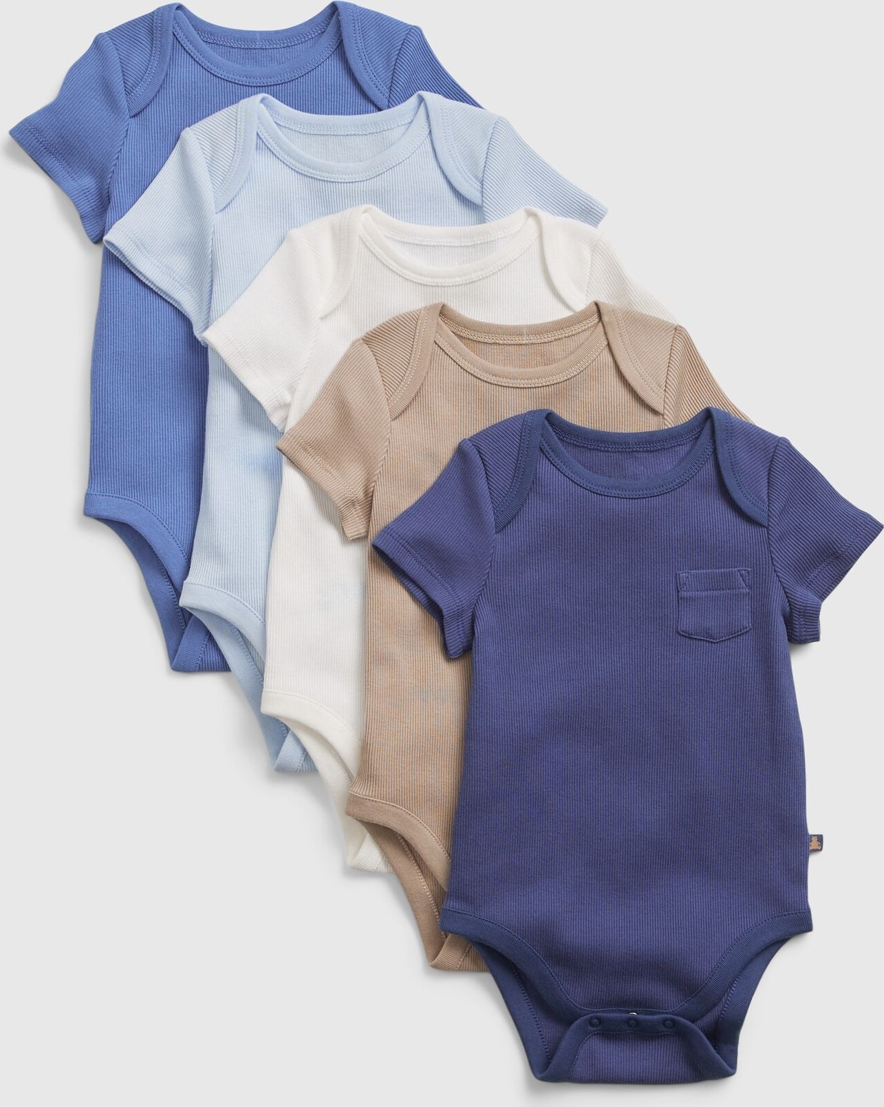 GAP Body 5 ks dětské Modrá Bílá Béžová - 6-12M - obrázek 1