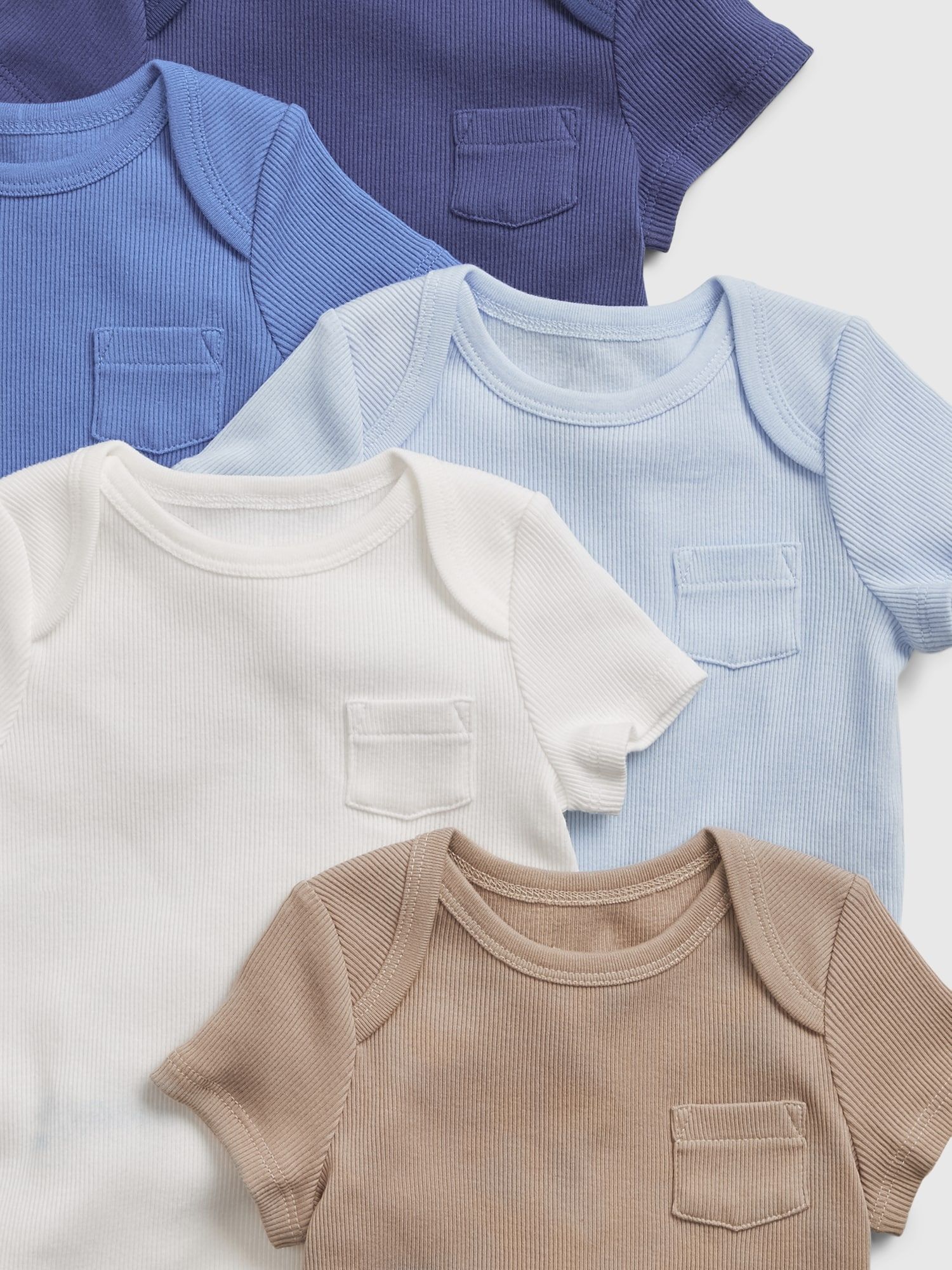 GAP Body 5 ks dětské Modrá Bílá Béžová - 12-18M - obrázek 3