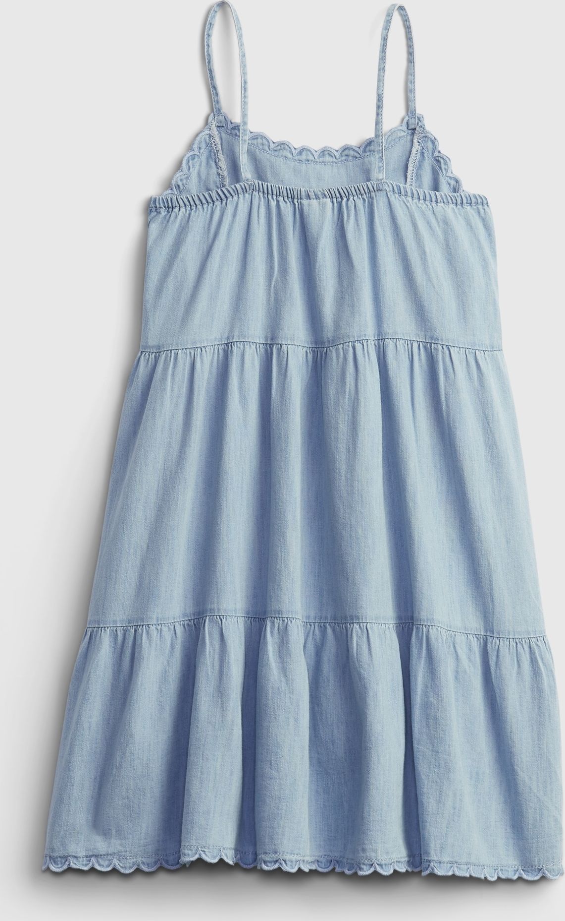 Dětské šaty scalloped tiered denim dress Modrá - XS - obrázek 3