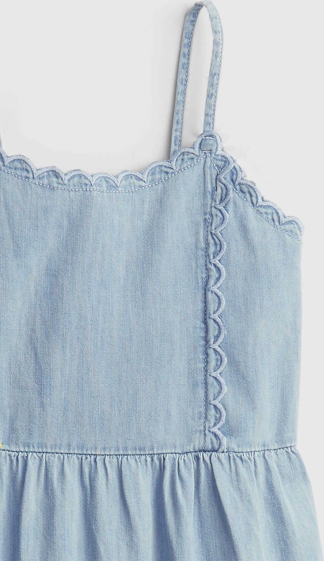Dětské šaty scalloped tiered denim dress Modrá - XS - obrázek 4
