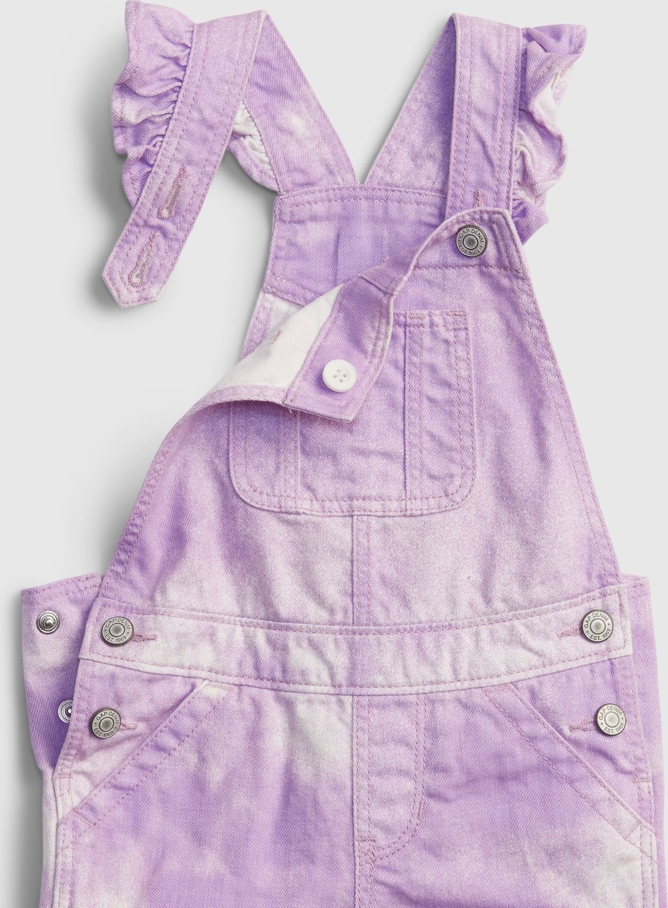 Dětský overal tie-dye denim shortalls with Washwell Růžová - 3YRS - obrázek 3