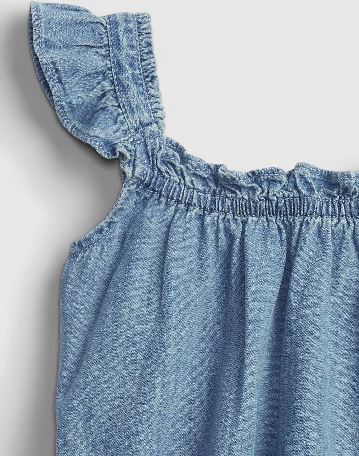 Dětský top denim ruffle Modrá - 5YRS - obrázek 3