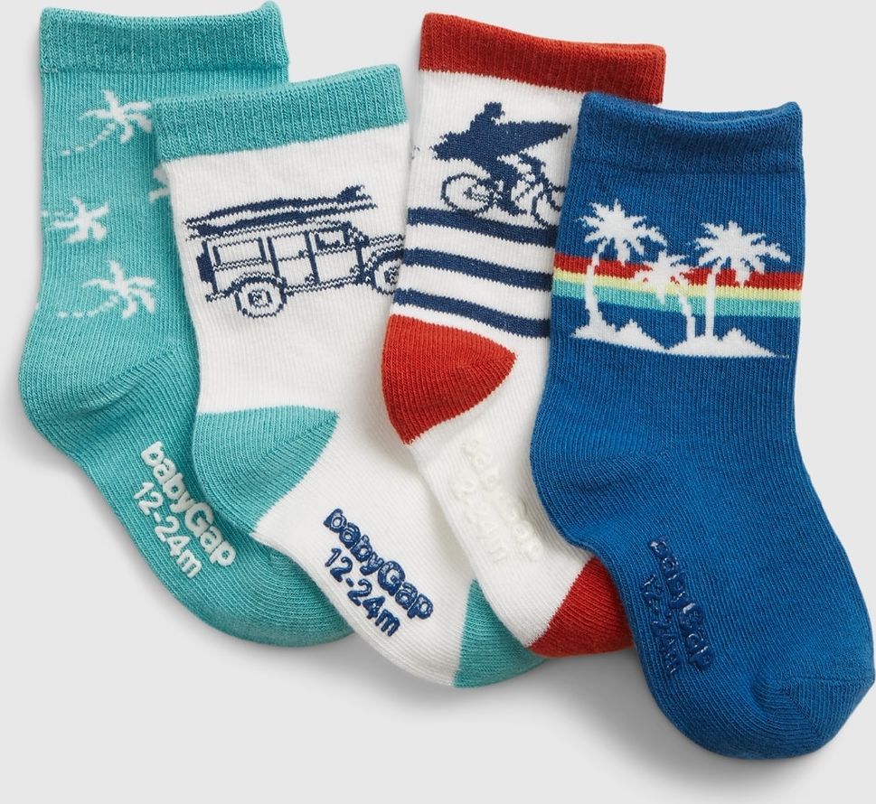 Dětské ponožky graphic crew socks, 4 páry Barevná - 12-24M - obrázek 1