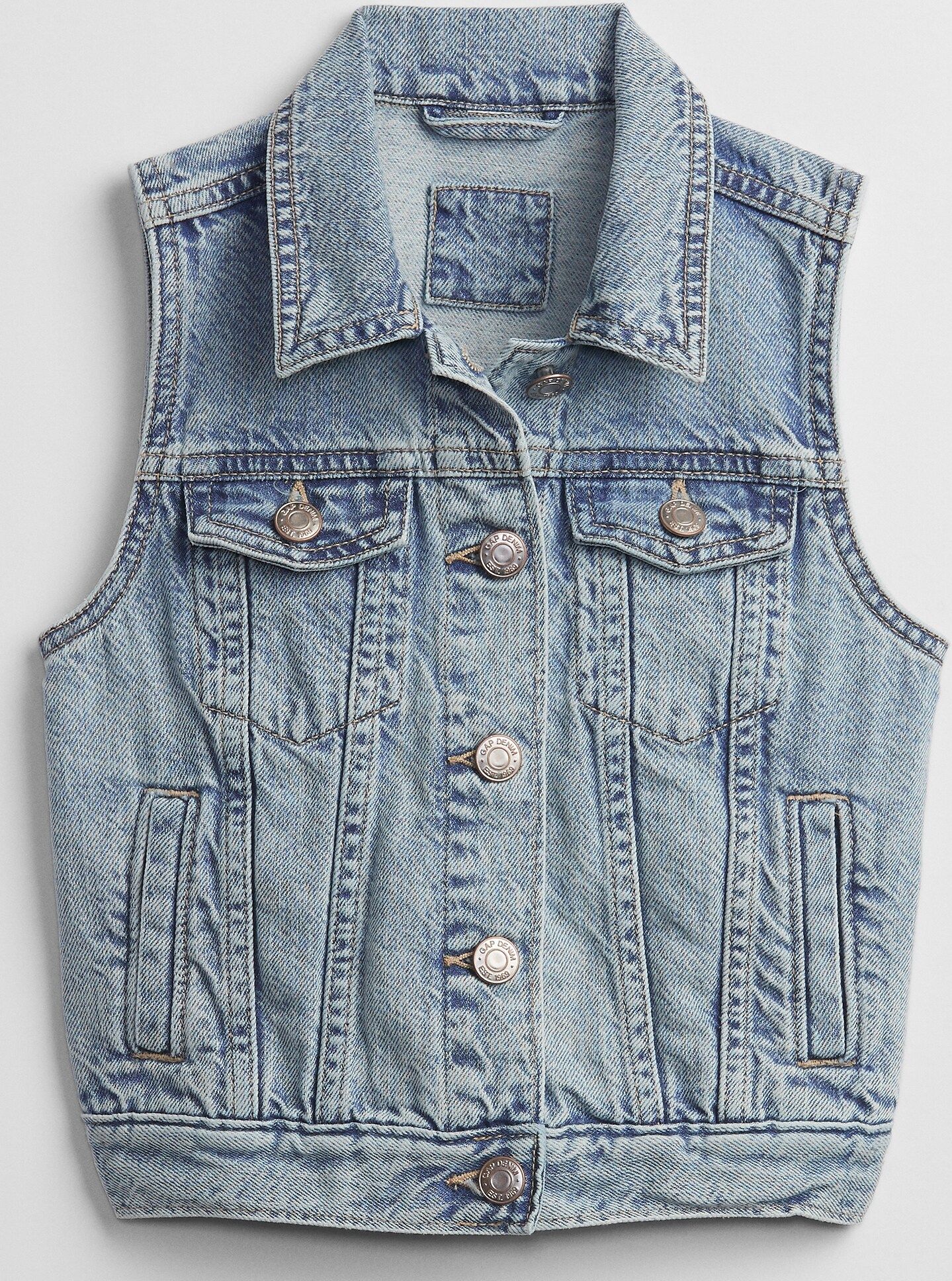 Dětská vesta denim Modrá - XS - obrázek 1