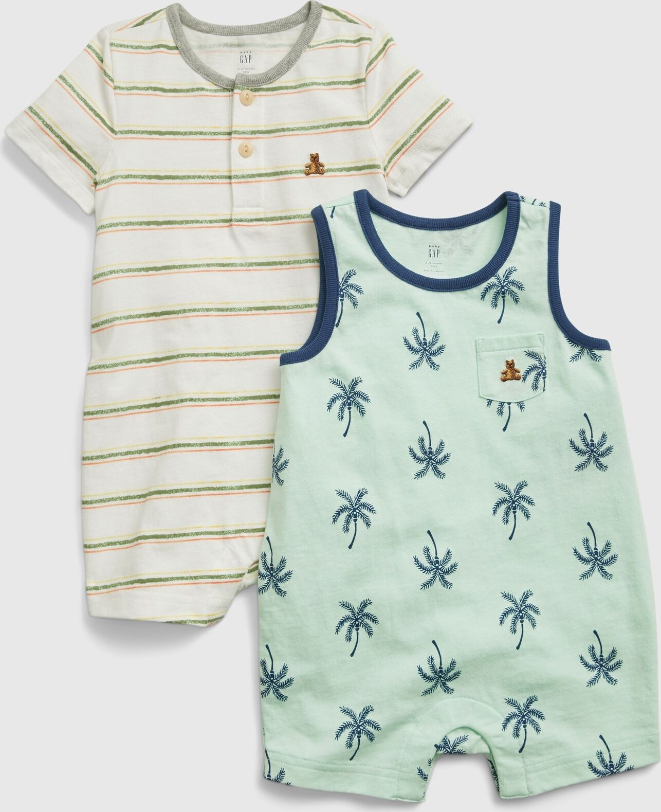 Baby overal, 2 ks shorty one-piece Barevná - 0-3M - obrázek 1