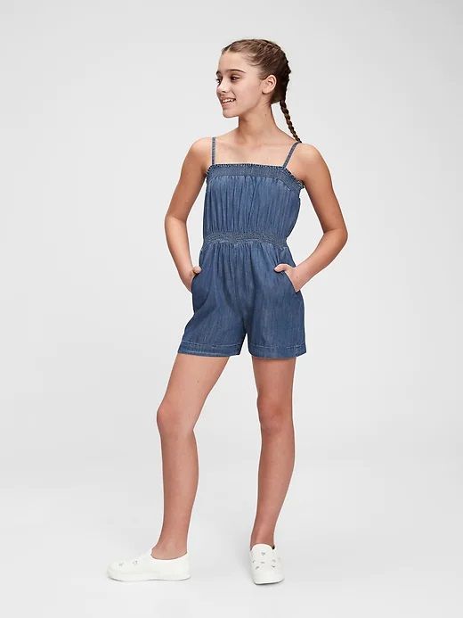 GAP Strappy Smoked Overal dětský Modrá - XS - obrázek 1