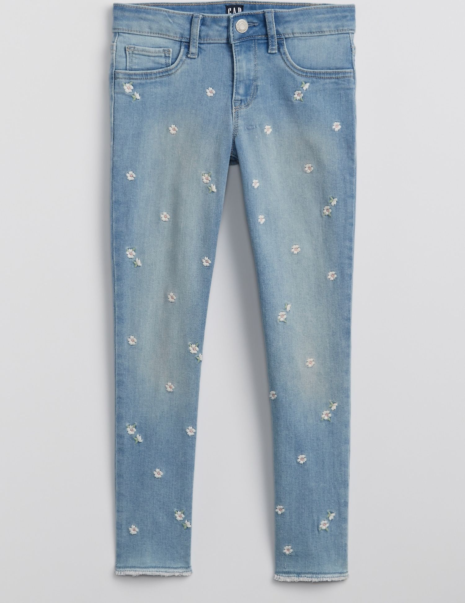 Dětské džíny v mid rise jegging embr Modrá - 10 - obrázek 1