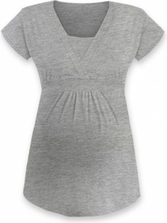 Kojící, těhotenská tunika ANIČKA krátký rukáv - šedý melír, Velikosti těh. moda L/XL - obrázek 1