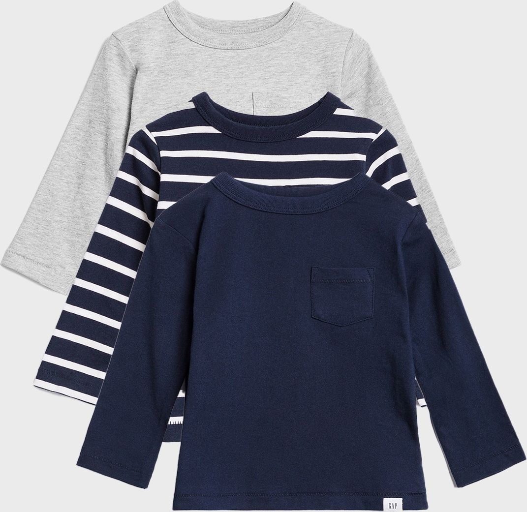 GAP Triko 3 ks dětské Modrá Šedá - 2YRS - obrázek 1