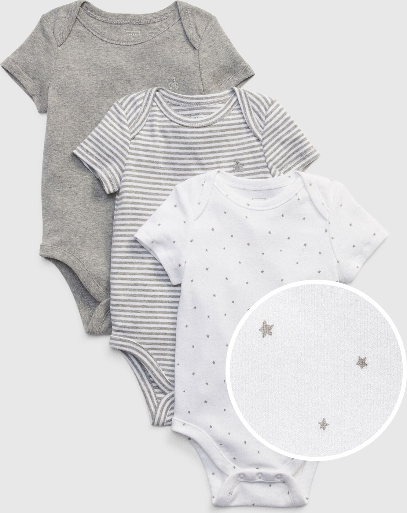 GAP Body dětské 3 ks Šedá Stříbrná - 0-3M - obrázek 1