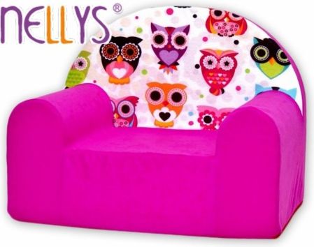 Dětské křesílko/pohovečka Nellys ® - Sovy růžové - obrázek 1