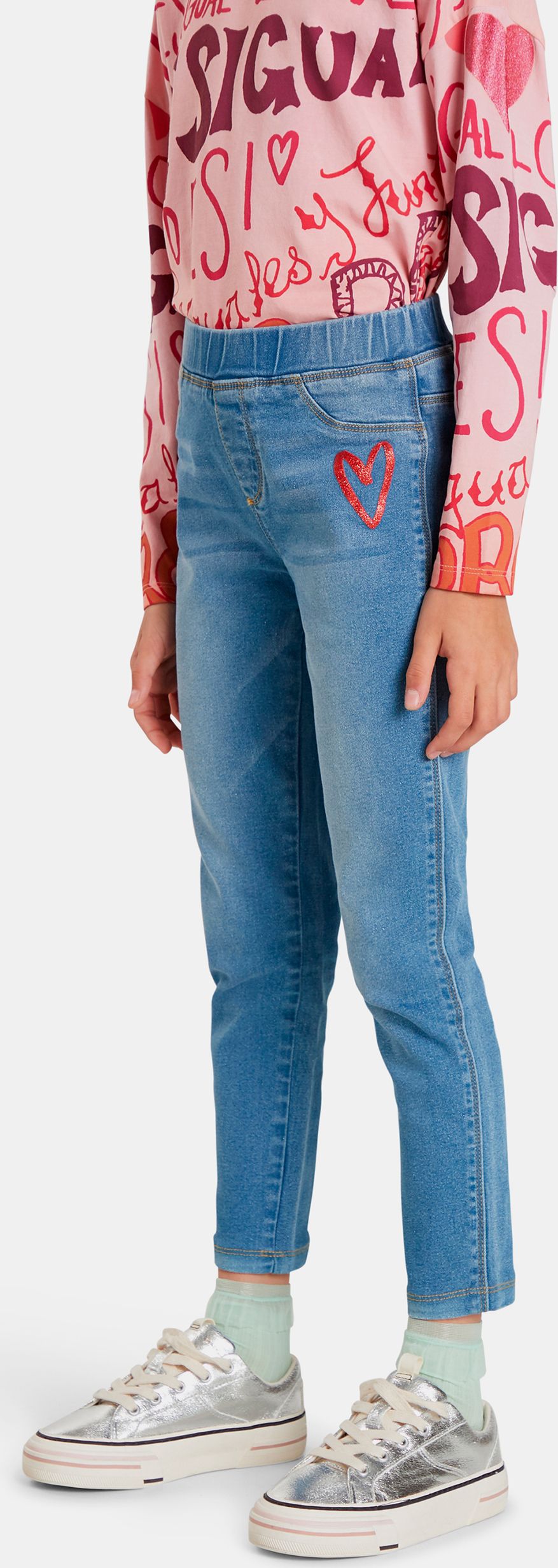 Modré holčičí zkrácené slim fit džíny Desigual Cleo - 146-152 - obrázek 1