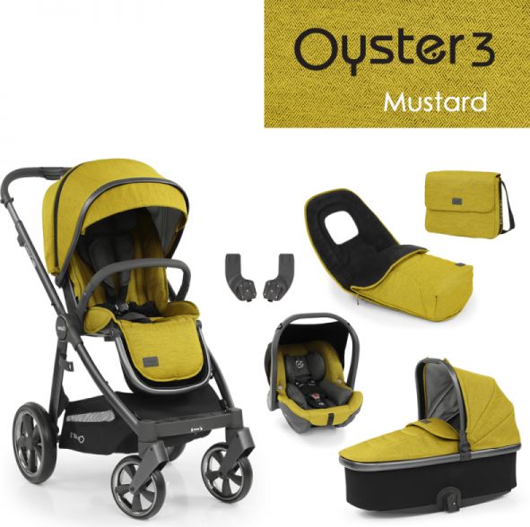 Oyster 3 Luxusní set 6 v 1 MUSTARD (CITY GREY rám) 2022 kočár + hl.korba + autosedačka + adaptéry + fusak + taška - obrázek 1