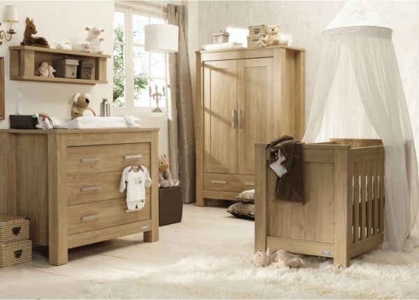 BabyStyle SET BORDEAUX OAK 4ks - postýlka, skříň, komoda, police - obrázek 1