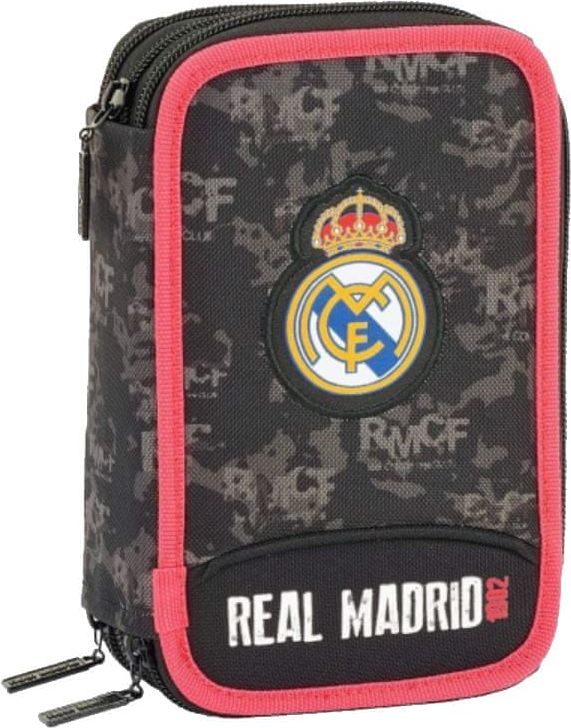 CurePink Trojdílné školní pouzdro FC Real Madrid: (12,5 x 20,5 x 6 cm) - obrázek 1