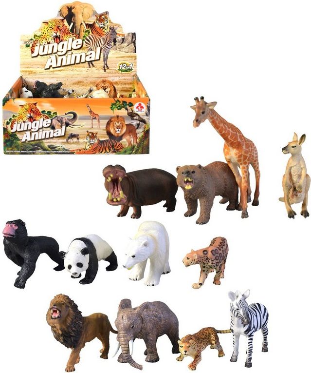 MADE Zvířátka safari, 12 ks v boxu, 17cm - obrázek 1