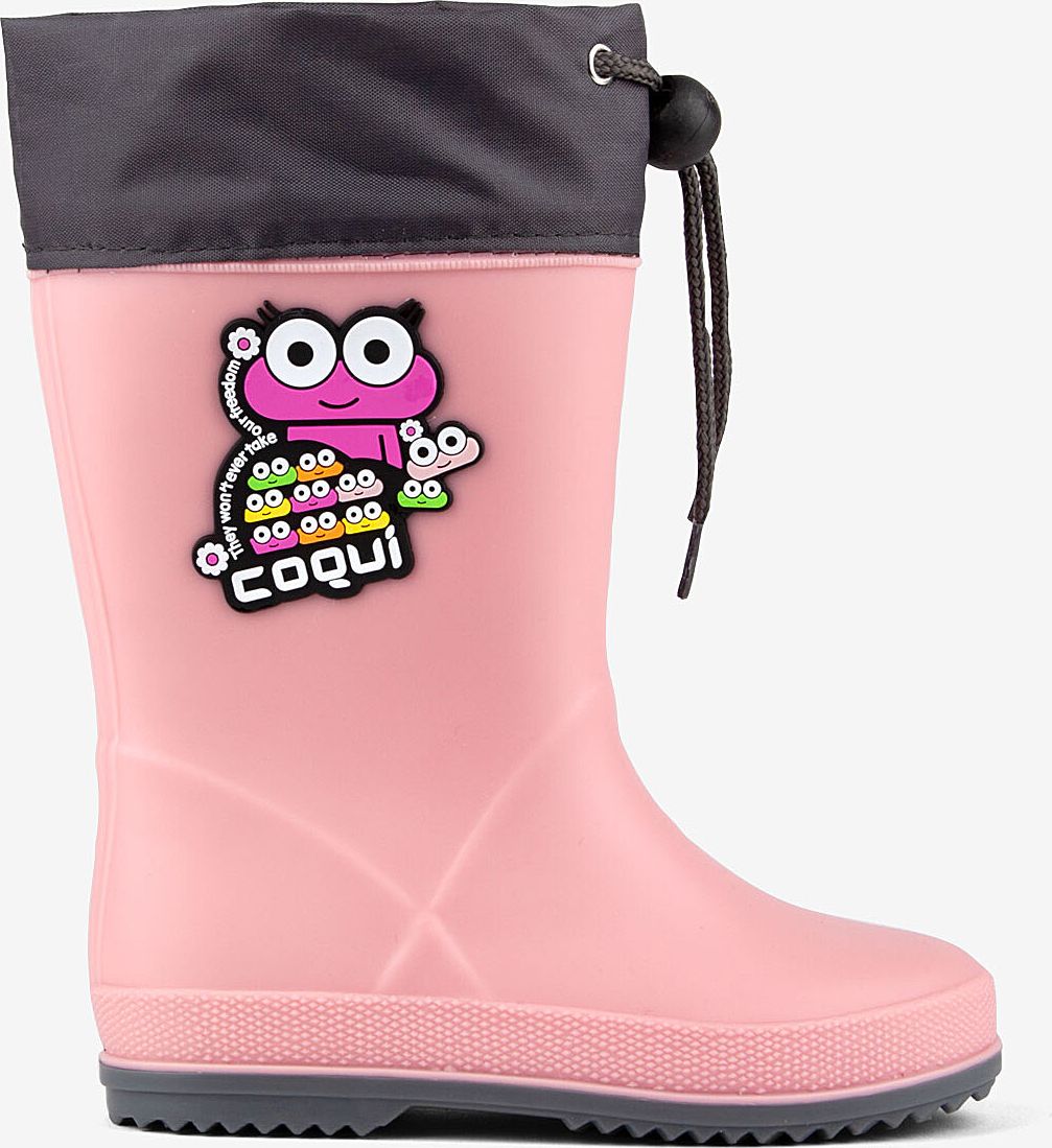 Dětské holínky Coqui Rainy Collar Frog Pink Grey Velikost: 24 - obrázek 1