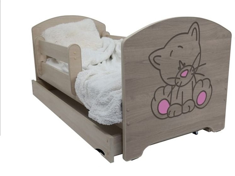 NELLYS Dětská postel Kočka růžová - barva Dub Sonoma   matrace zdarma - obrázek 1