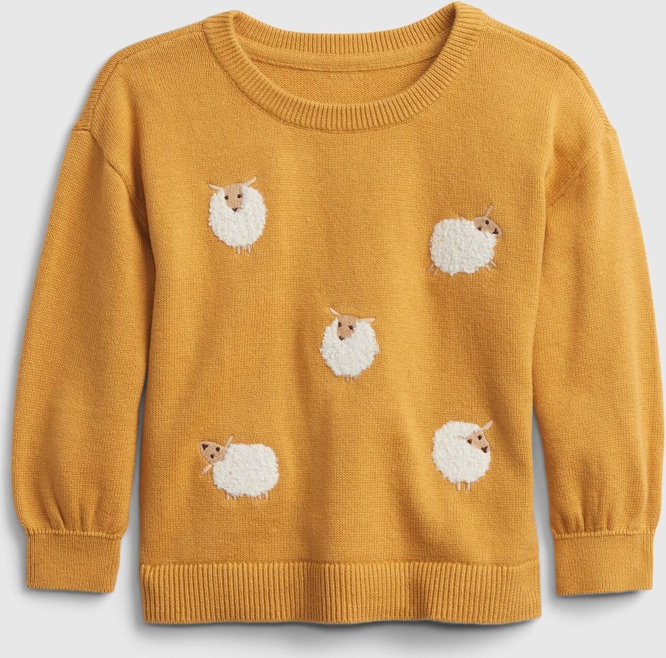 Žlutý holčičí svetr s ovečkami - 80-86 - obrázek 1