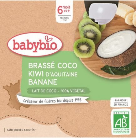 3x BABYBIO Svačinka s kokosovým mlékem - kiwi a banán 4x85 g - obrázek 2