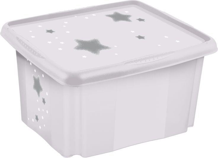 Keeeper Úložný box s víkem "Stars", Bílá - obrázek 1