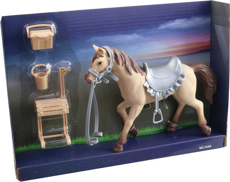 Kůň plastová figurka 20cm set s příslušenstvím v krabici - obrázek 1