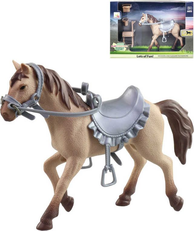 Kůň plastová figurka 20cm set s příslušenstvím v krabici - obrázek 2