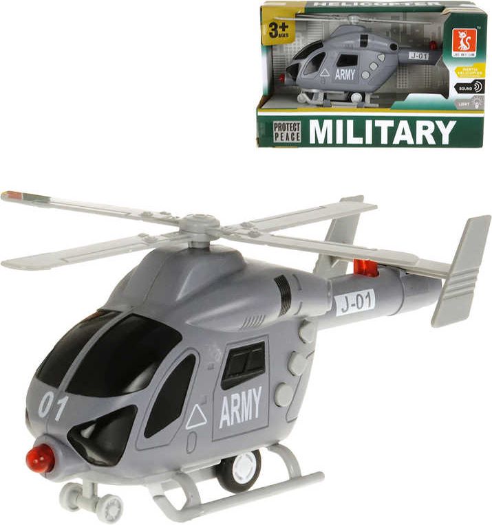Army helikoptéra plastová na baterie vojenský vrtulník Světlo Zvuk v krabici - obrázek 2