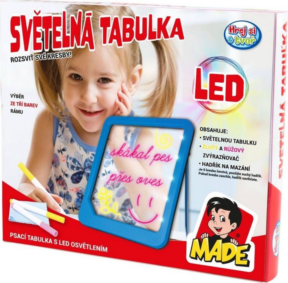 Made Tabulka LED svítící na baterie fialová - obrázek 2