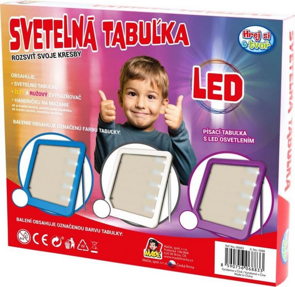 Made Tabulka LED svítící na baterie fialová - obrázek 3