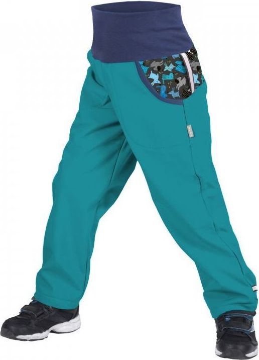 Unuo dětské softshellové kalhoty s fleecem - Pejsci 98/104 modrá - obrázek 1