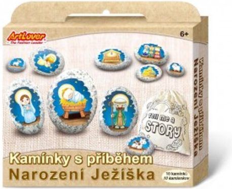 SMT Creatoys Kamínky s příběhem se samolepkami Narození Ježíška kreativní sada v krabičce 19x16x4cm - obrázek 1