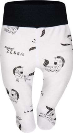 Baby Nellys Bavlněné polodupačky Funny Zebra - bílé - obrázek 1
