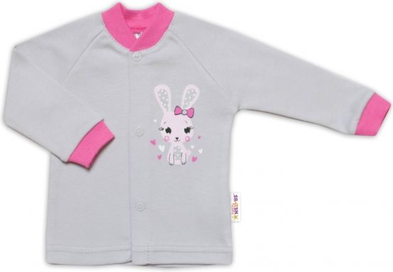 Baby Nellys Bavlněná košilka Lovely Bunny- šedá/růžová - obrázek 1