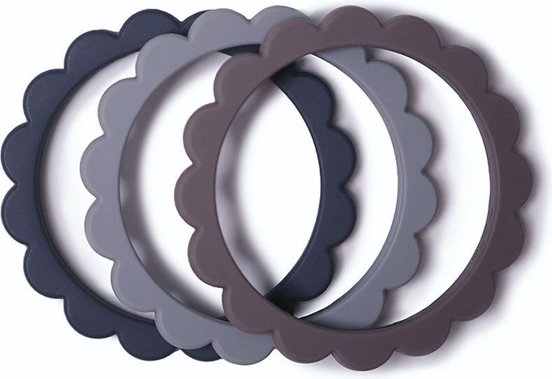 Mushie Náramkové kousátko ze silikonu Mush Flower Steel/Dove Gray/Stone 2021 - obrázek 1