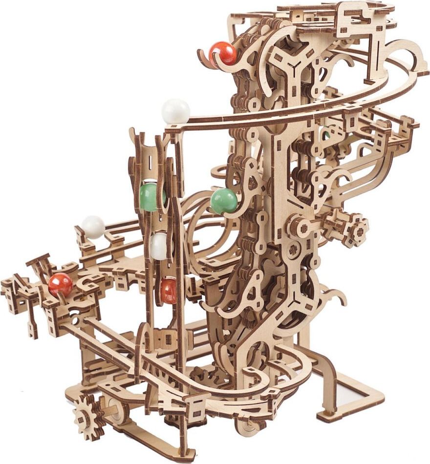 Ugears 3D dřevěné mechanické puzzle Kuličková dráha řetězová - obrázek 1