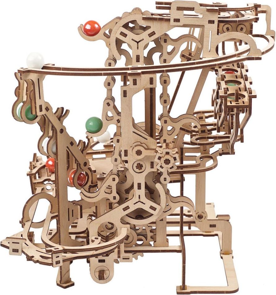 Ugears 3D dřevěné mechanické puzzle Kuličková dráha řetězová - obrázek 2